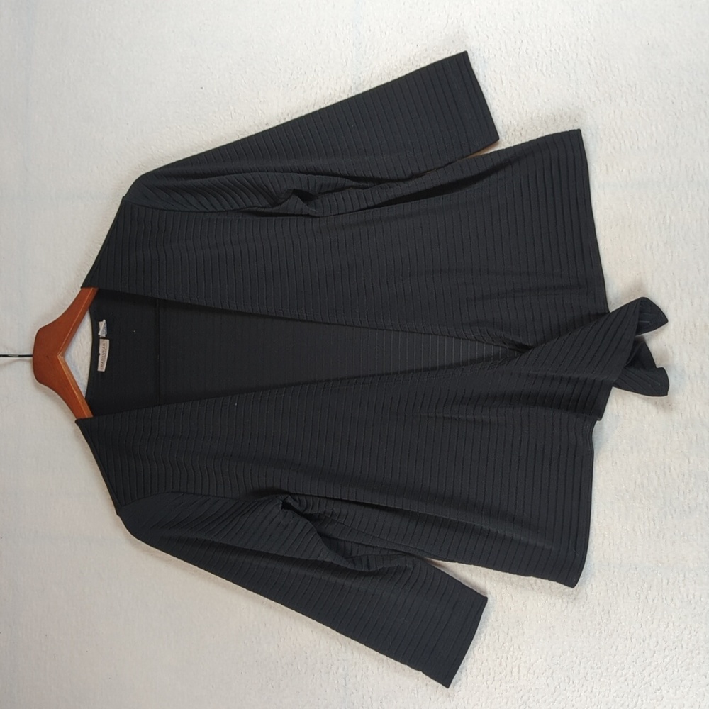 Easy Wear by Chico's Black 3/4 Sleeve‎ Open Cardigan M
